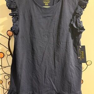 Polo by Ralph Lauren Dark Blue Eyelet Ruffle Blouse